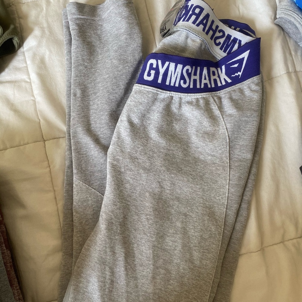 gymshark light grey purple banded flex leggings